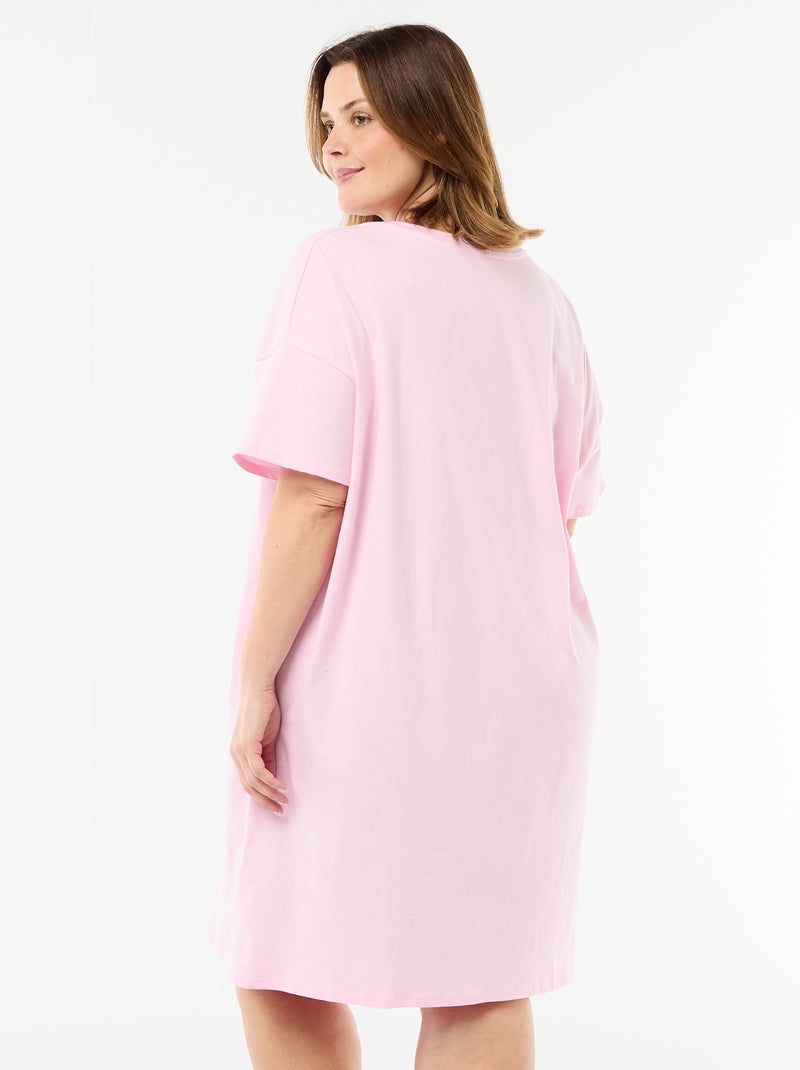 Kurzes T-Shirt-Kleid mit kurzen Ärmeln Rosa - Kiabi