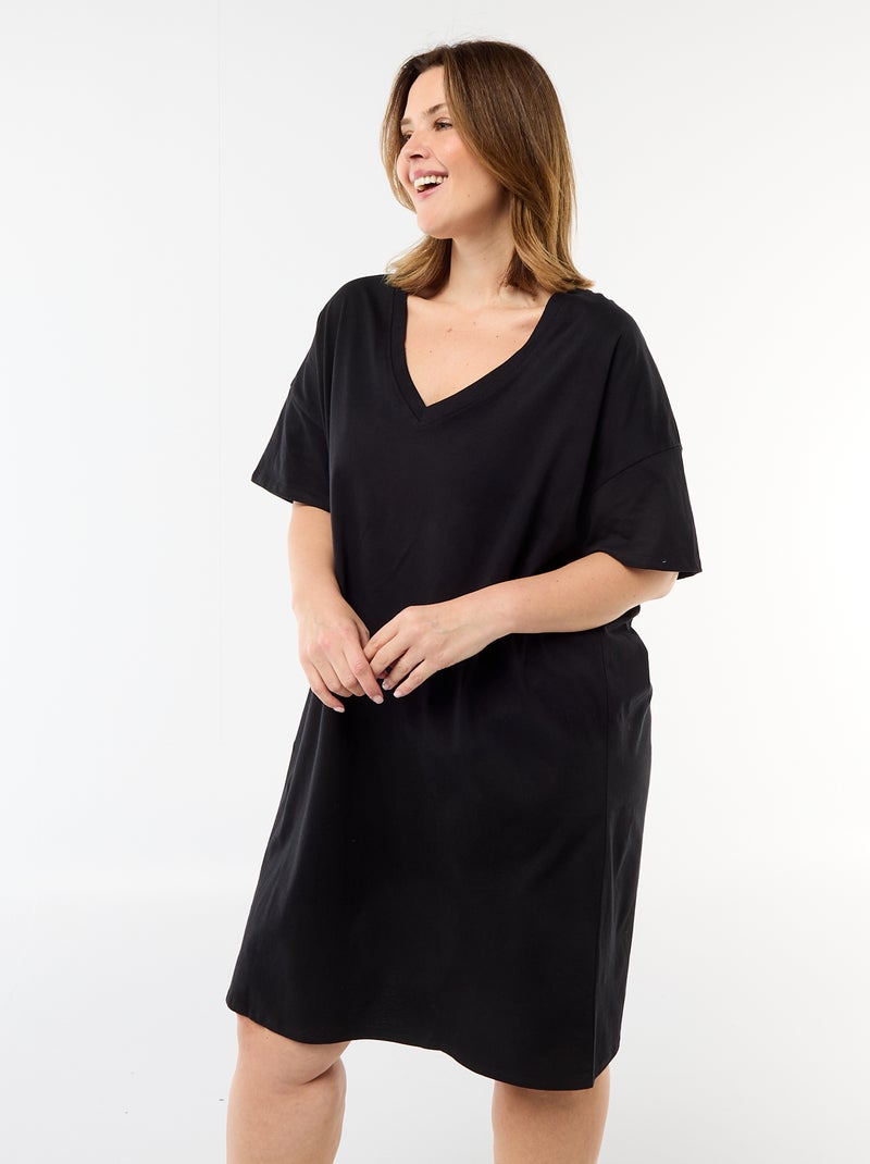 Kurzes T-Shirt-Kleid mit kurzen Ärmeln Schwarz - Kiabi