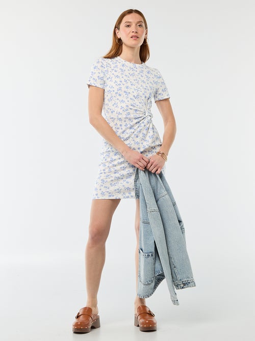 Kurzes T-Shirt-Kleid mit Zierknoten - Kiabi Kurzes T-Shirt-Kleid mit Zierknoten - Kiabi