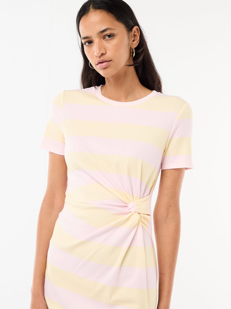 Kurzes T-Shirt-Kleid mit Zierknoten Rosa - Kiabi