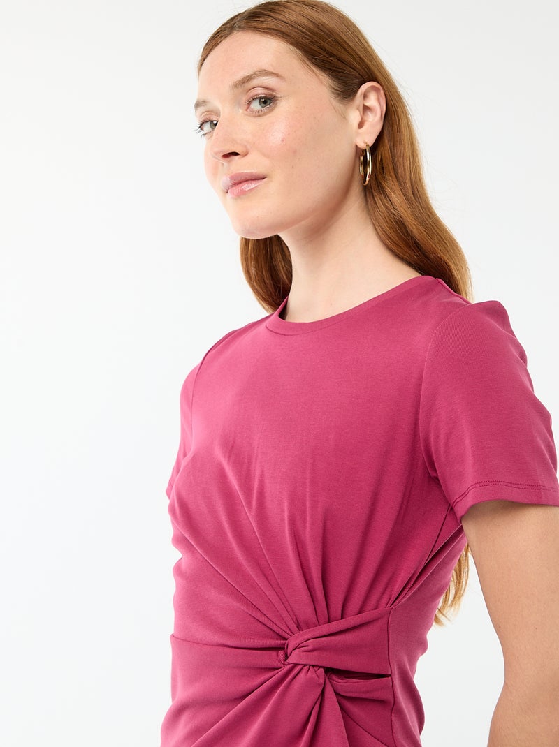 Kurzes T-Shirtkleid mit Zierschleife Rot - Kiabi