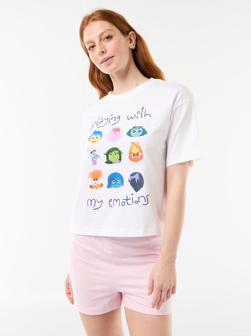 Kurzpyjama mit 'Alles steht Kopf'-Print – 2-teilig Weiß - Kiabi
