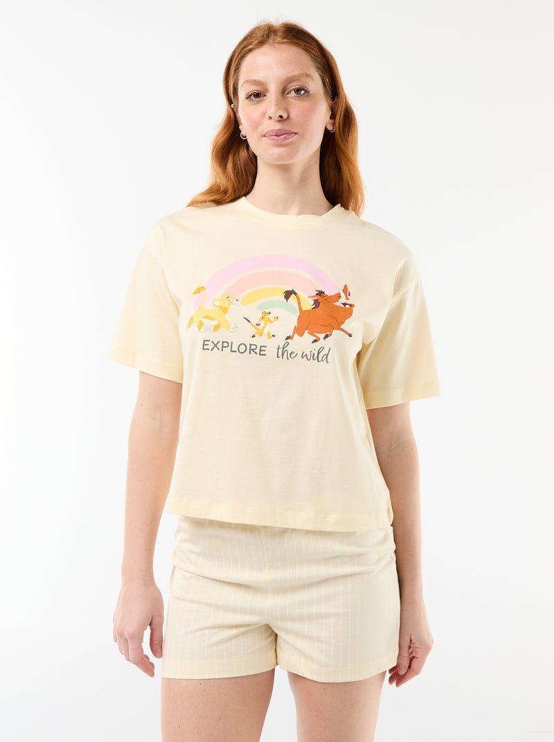 Kurzpyjama mit 'Simba'-Print – 2-teilig GELB - Kiabi