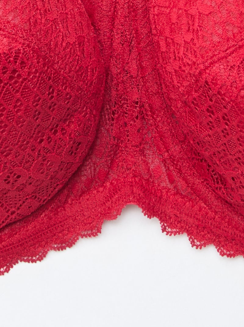 Lace Balconette Bra Red - Kiabi