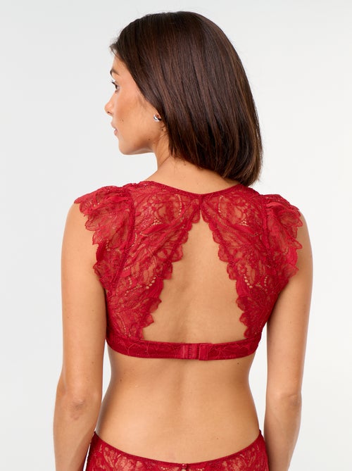Lace bra with ruffled straps - Kiabi