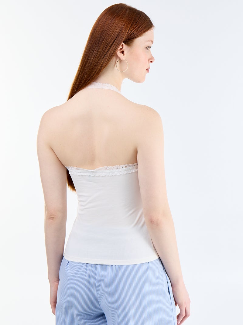 Lace Halter Neck Top White - Kiabi