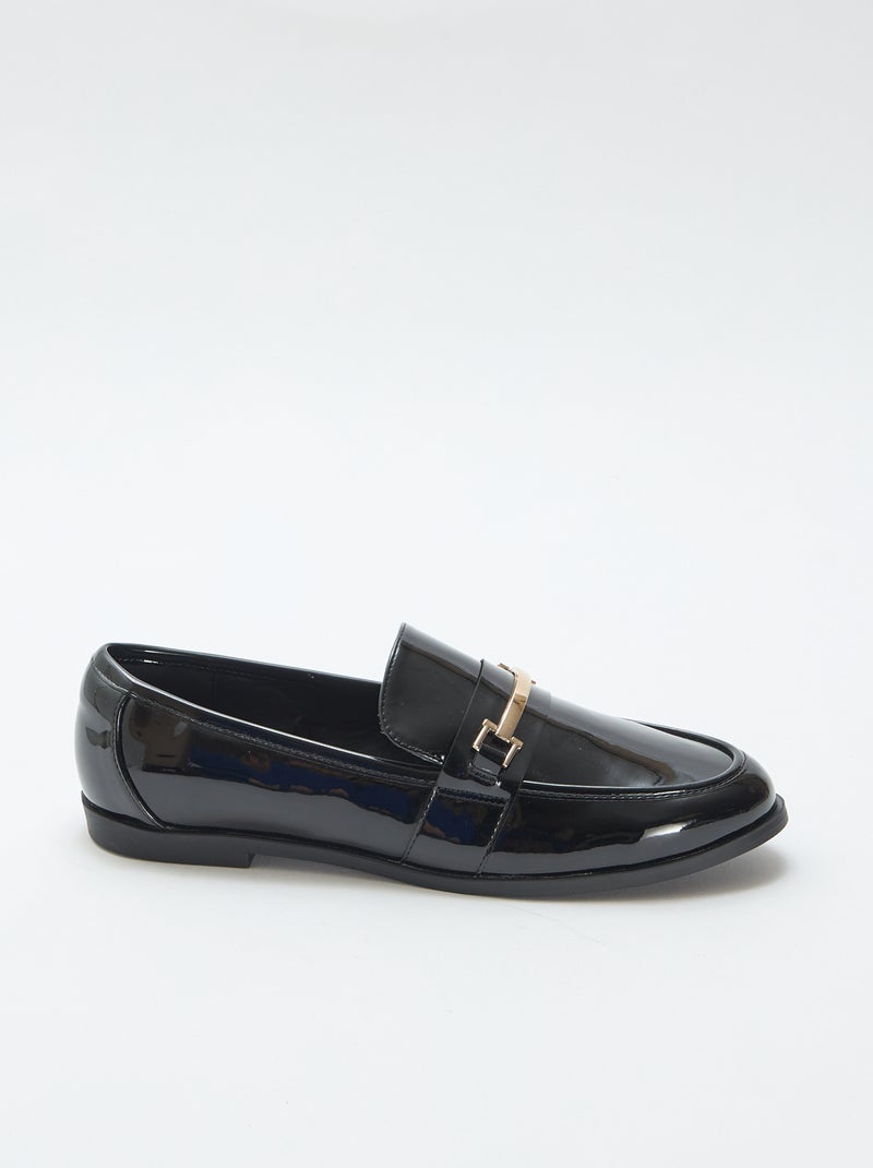 Lack-Loafer mit dekorativen Golddetails Schwarz - Kiabi