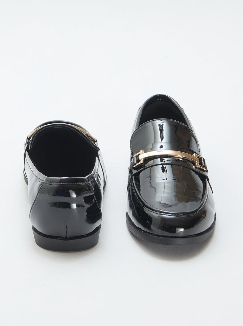 Lack-Loafer mit dekorativen Golddetails Schwarz - Kiabi