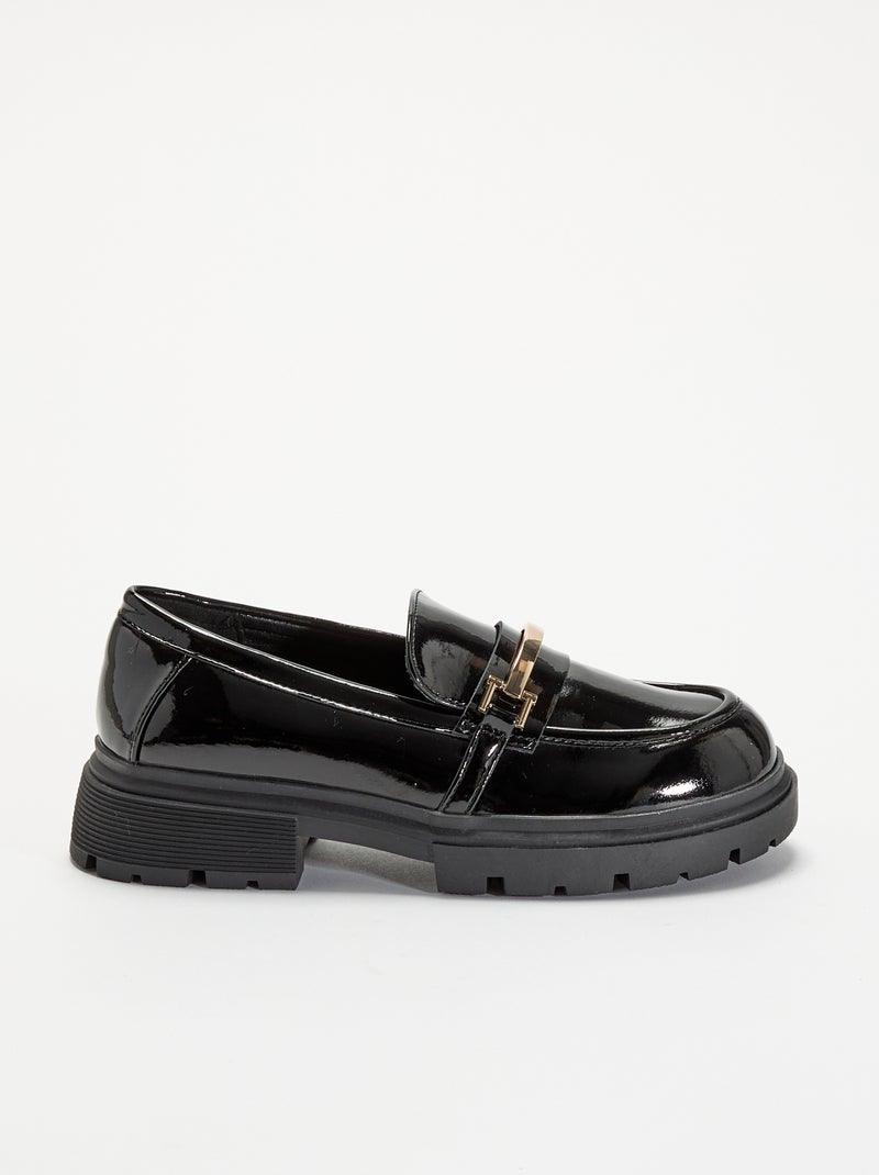 Lack-Loafer mit Profilsohlen Schwarz - Kiabi