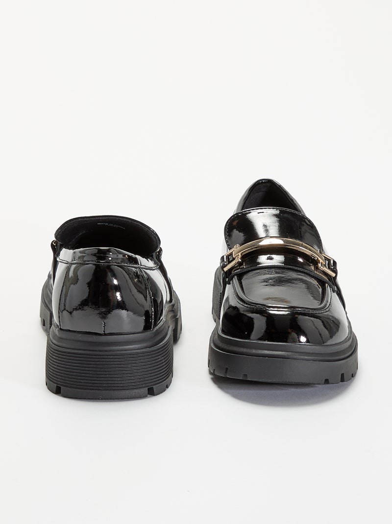 Lack-Loafer mit Profilsohlen Schwarz - Kiabi