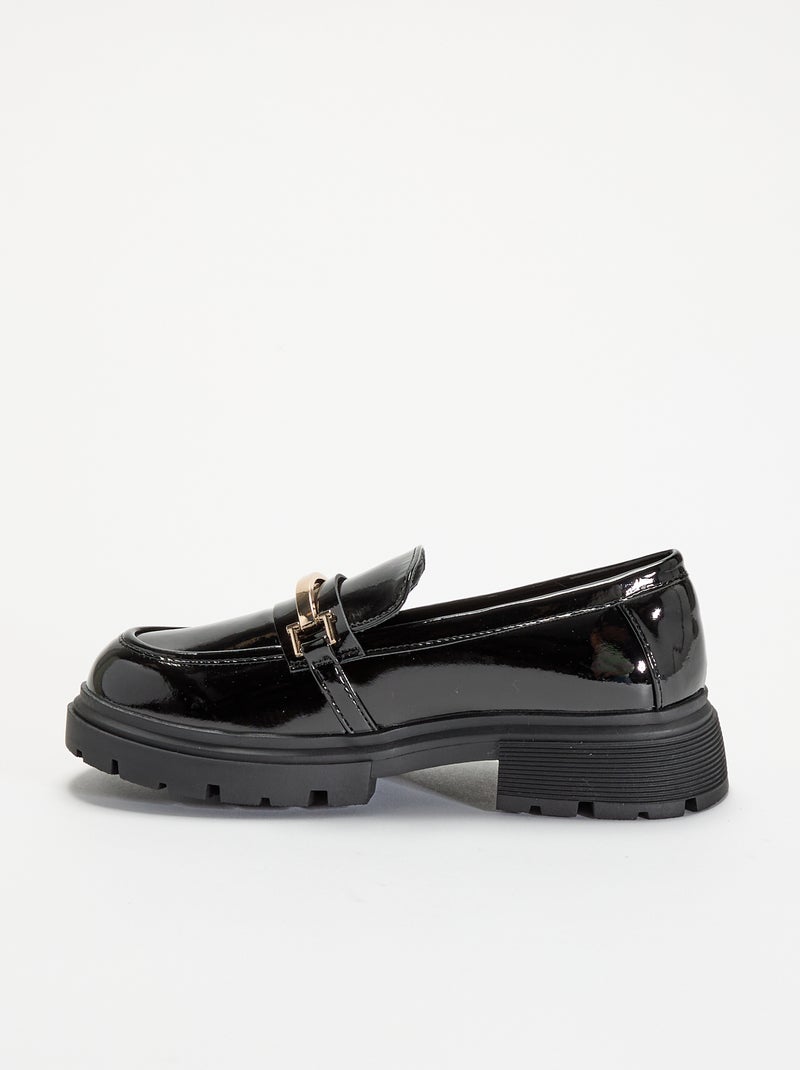 Lack-Loafer mit Profilsohlen Schwarz - Kiabi