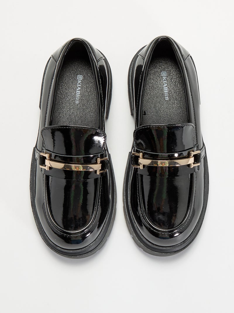 Lack-Loafer mit Profilsohlen Schwarz - Kiabi