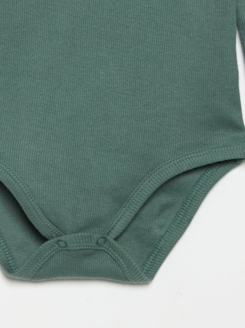 Langarm-Body mit Knopfleiste am Kragen Vert - Kiabi