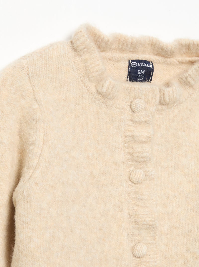 Langarm-Gilet mit Rüschen Beige - Kiabi