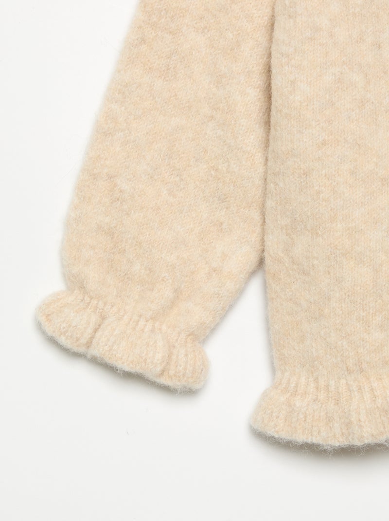 Langarm-Gilet mit Rüschen Beige - Kiabi
