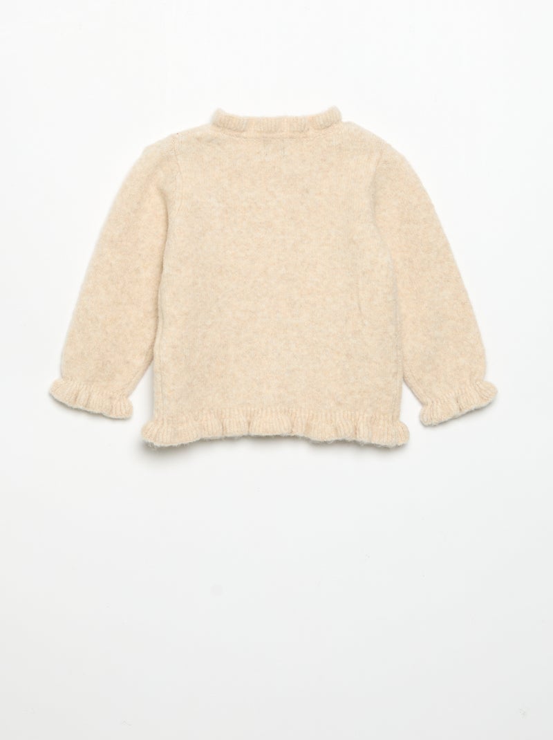 Langarm-Gilet mit Rüschen Beige - Kiabi