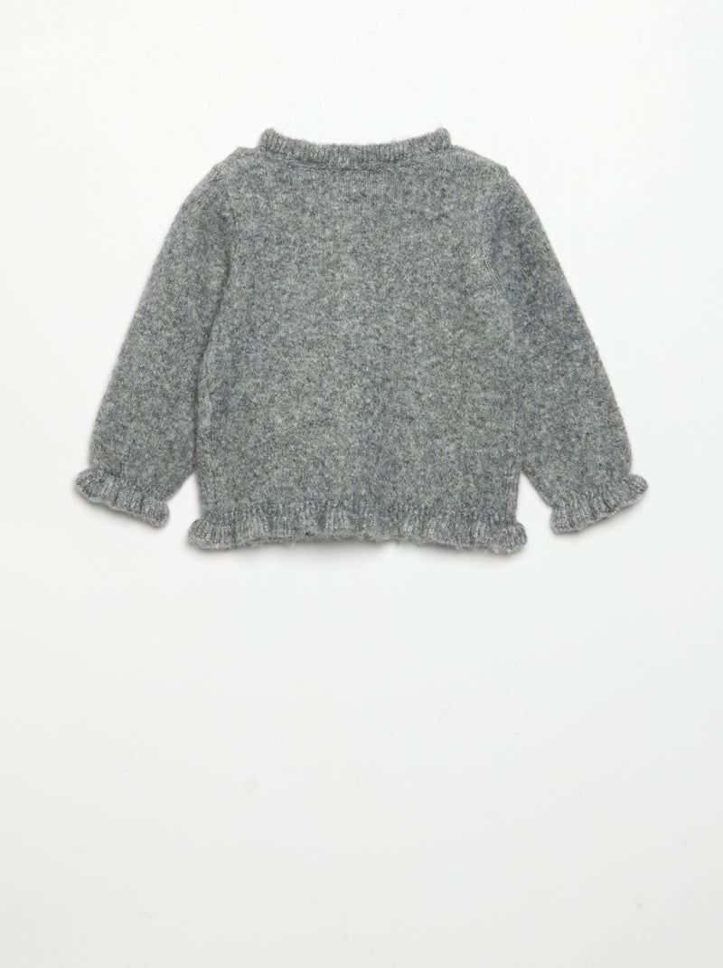 Langarm-Gilet mit Rüschen Grau - Kiabi