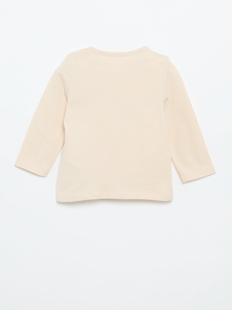 Langarm-Jersey-T-Shirt Beige - Kiabi