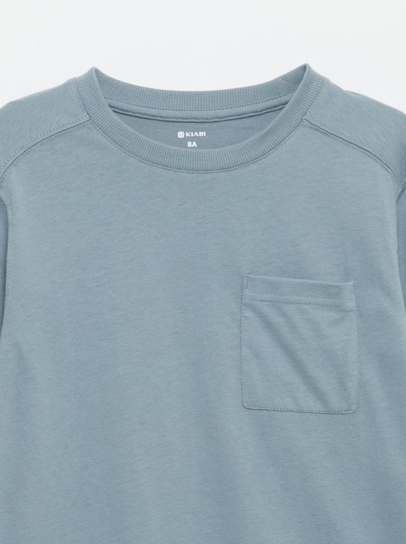 Langarm-Jersey-T-Shirt Blau - Kiabi