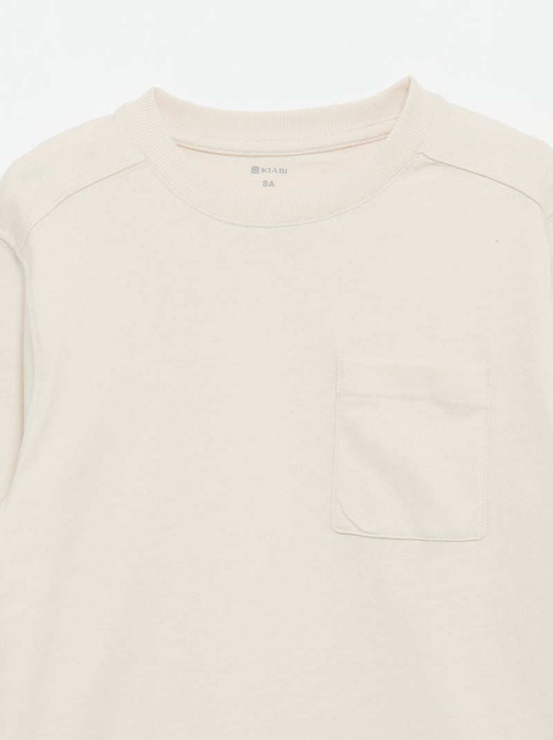 Langarm-Jersey-T-Shirt Weiß - Kiabi