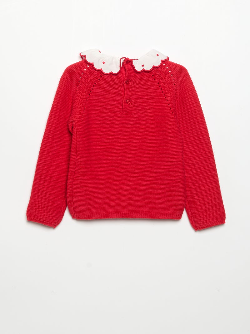 Langarm-Pullover mit Zierkragen Rouge - Kiabi