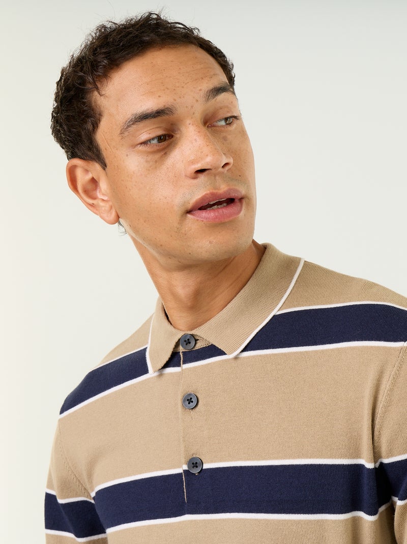 Langarm-Rugby-Polo Beige - Kiabi