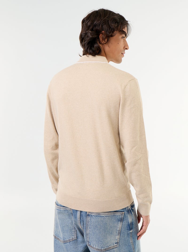 Langarm-Rugby-Polo Beige - Kiabi