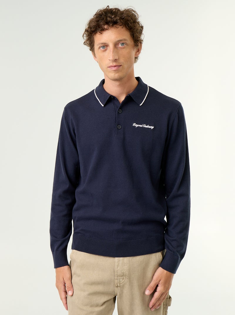 Langarm-Rugby-Polo Bleu - Kiabi