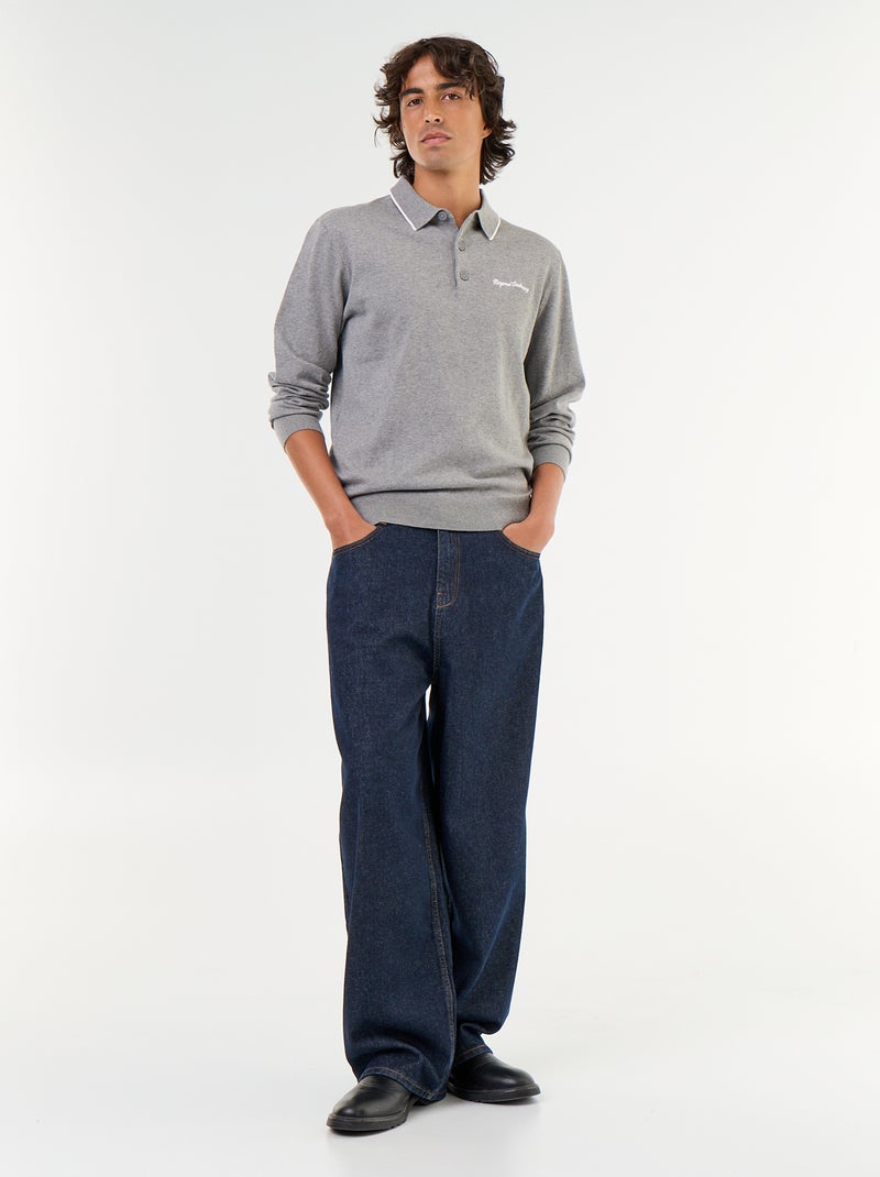 Langarm-Rugby-Polo Gris - Kiabi