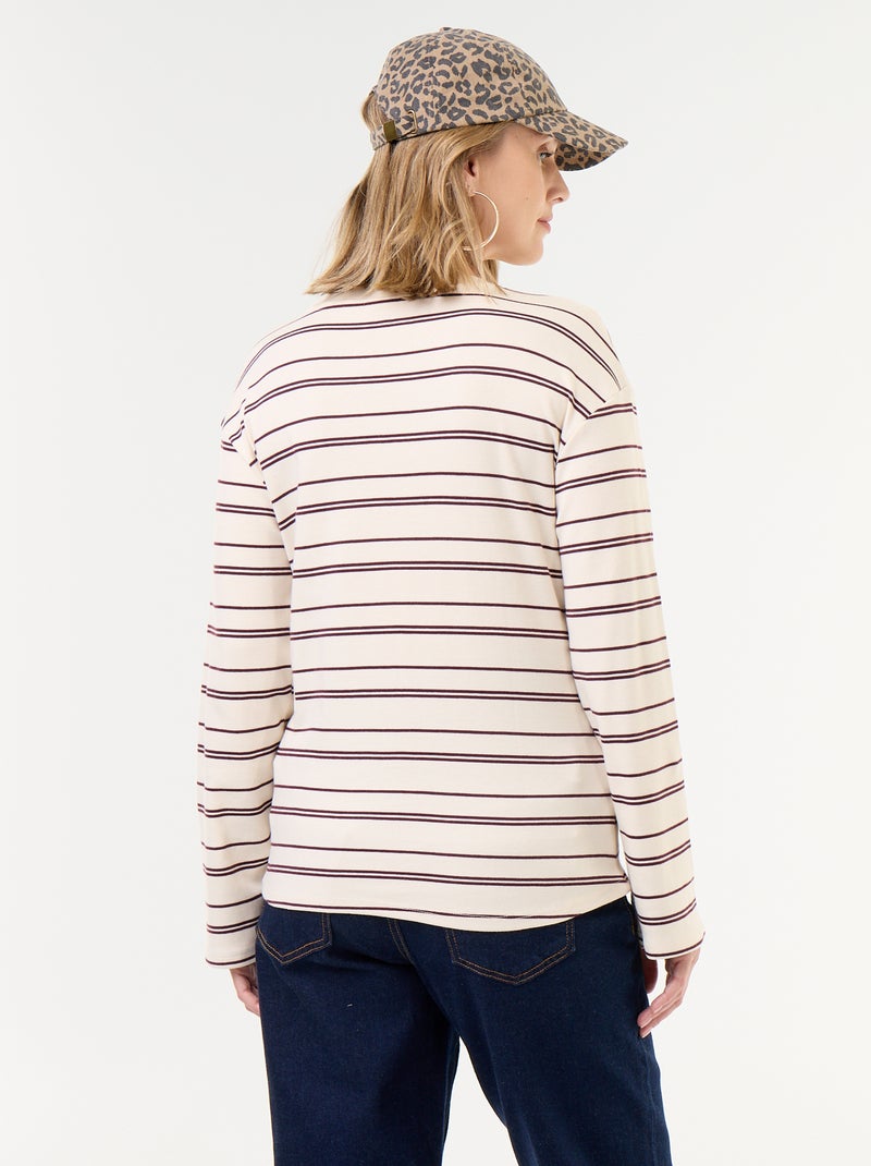 Langarm-Still-T-Shirt Blanc - Kiabi