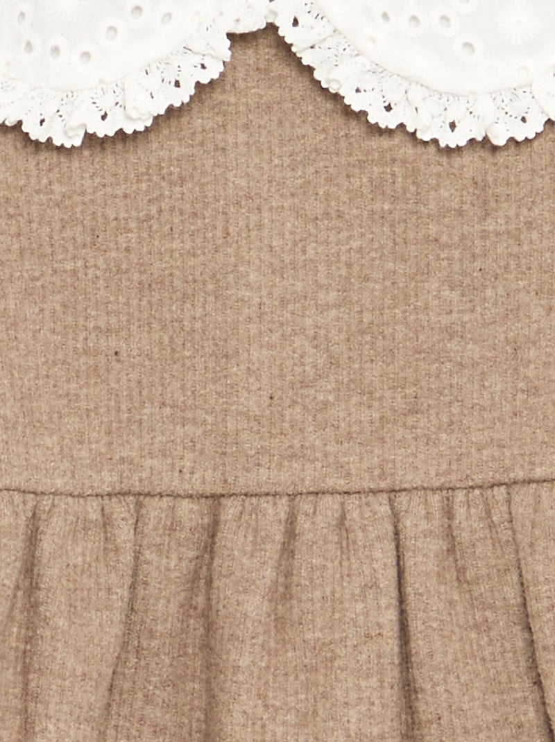Langarm-Strickkleid Beige - Kiabi