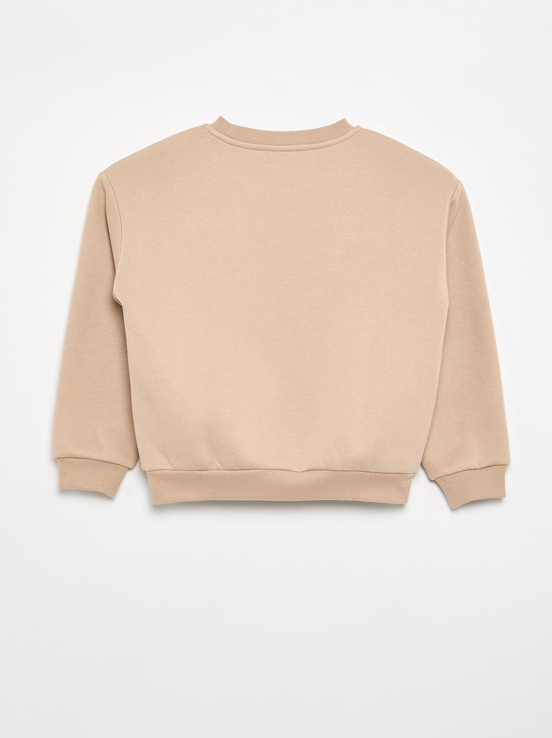 Langarm-Sweatshirt mit Aufdruck Beige - Kiabi