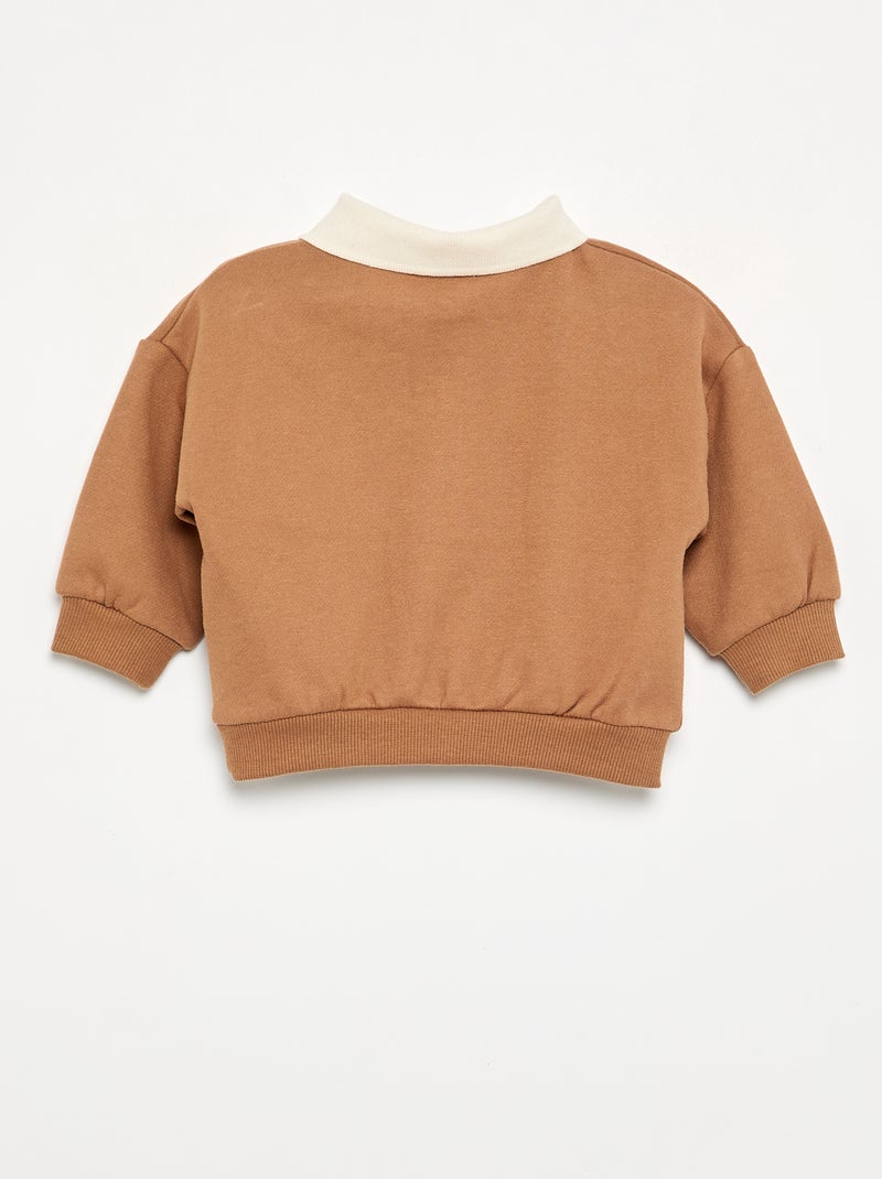 Langarm-Sweatshirt mit Polokragen Marron - Kiabi