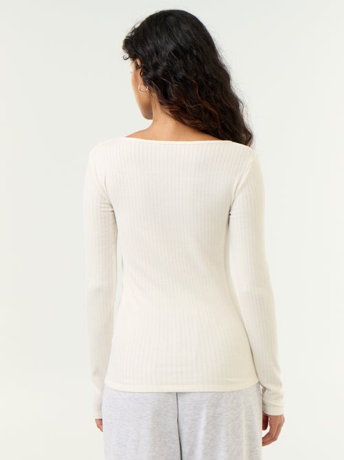 Langarm-T-Shirt aus Pointelle-Strick - Kiabi