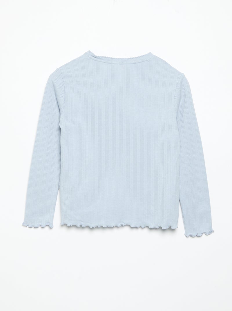 Langarm-T-Shirt aus Pointelle-Strick Bleu - Kiabi