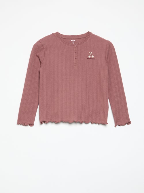 Langarm-T-Shirt aus Pointelle-Strick - Kiabi