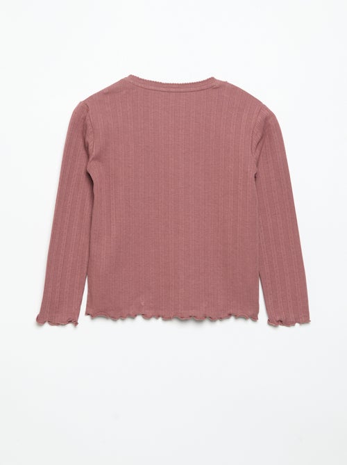 Langarm-T-Shirt aus Pointelle-Strick - Kiabi