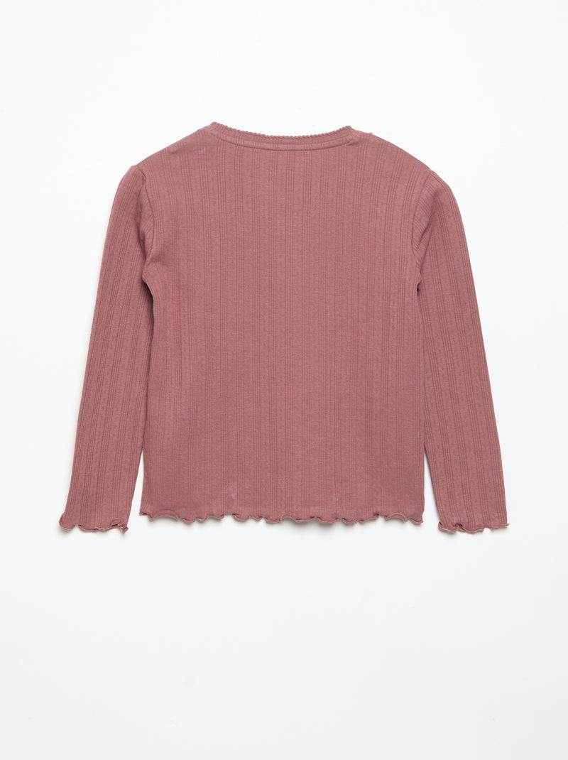Langarm-T-Shirt aus Pointelle-Strick Rouge - Kiabi
