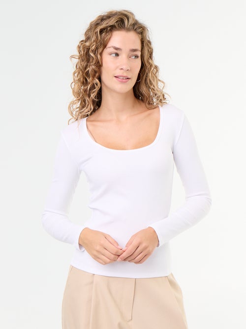 Langarm-T-Shirt aus Rippstrick - Kiabi