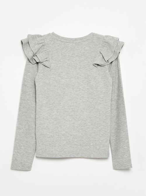 Langarm-T-Shirt aus Rippstrick - Kiabi