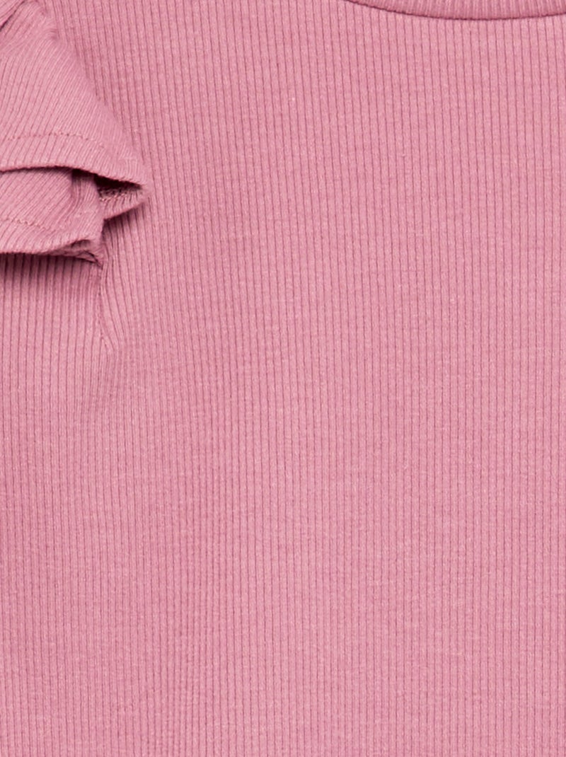 Langarm-T-Shirt aus Rippstrick Rosa - Kiabi