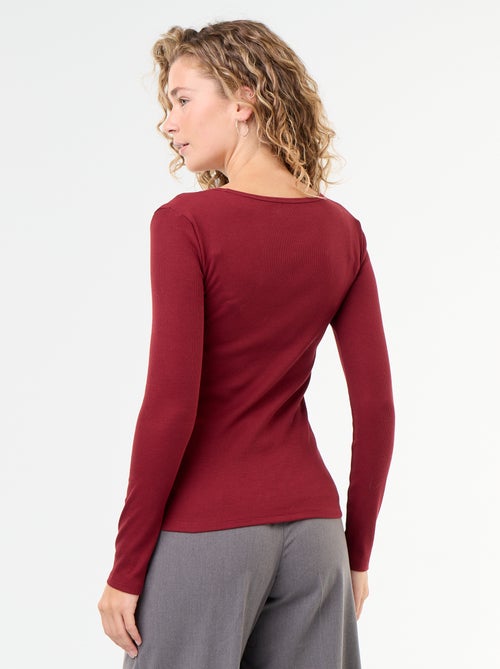 Langarm-T-Shirt aus Rippstrick - Kiabi