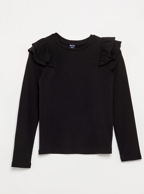 Langarm-T-Shirt aus Rippstrick - Kiabi