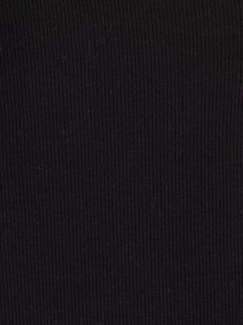 Langarm-T-Shirt aus Rippstrick Schwarz - Kiabi