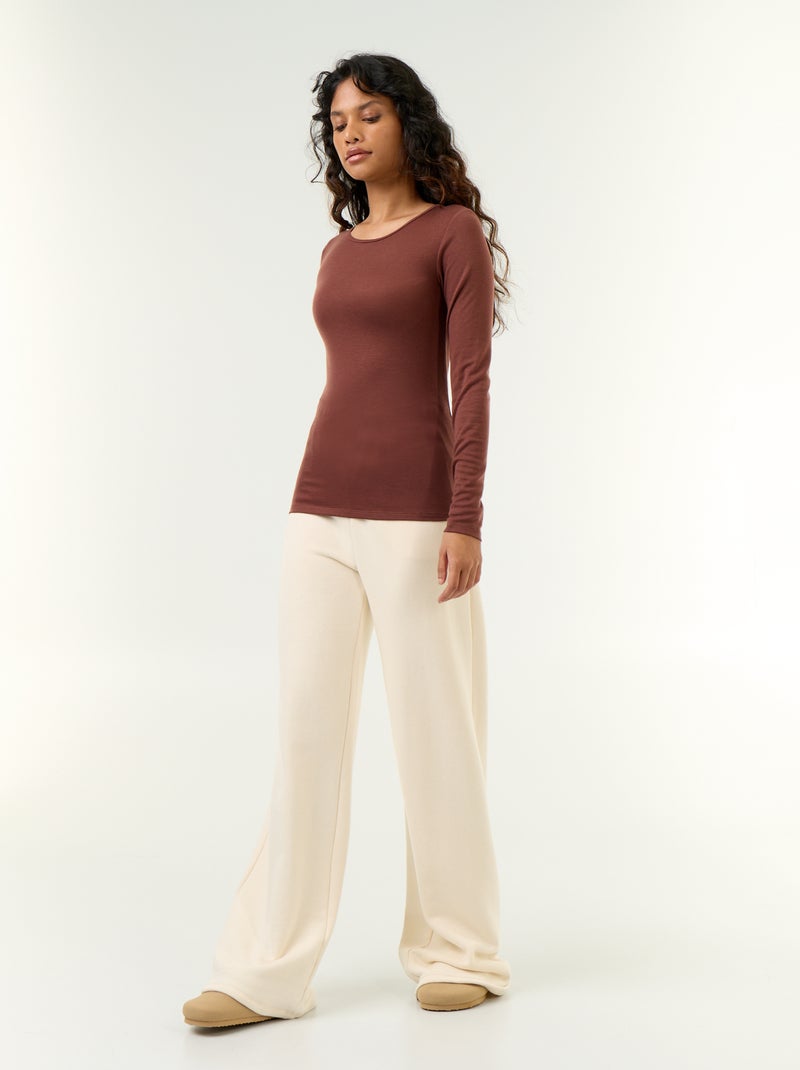 Langarm-T-Shirt aus Wollmischung Marron - Kiabi