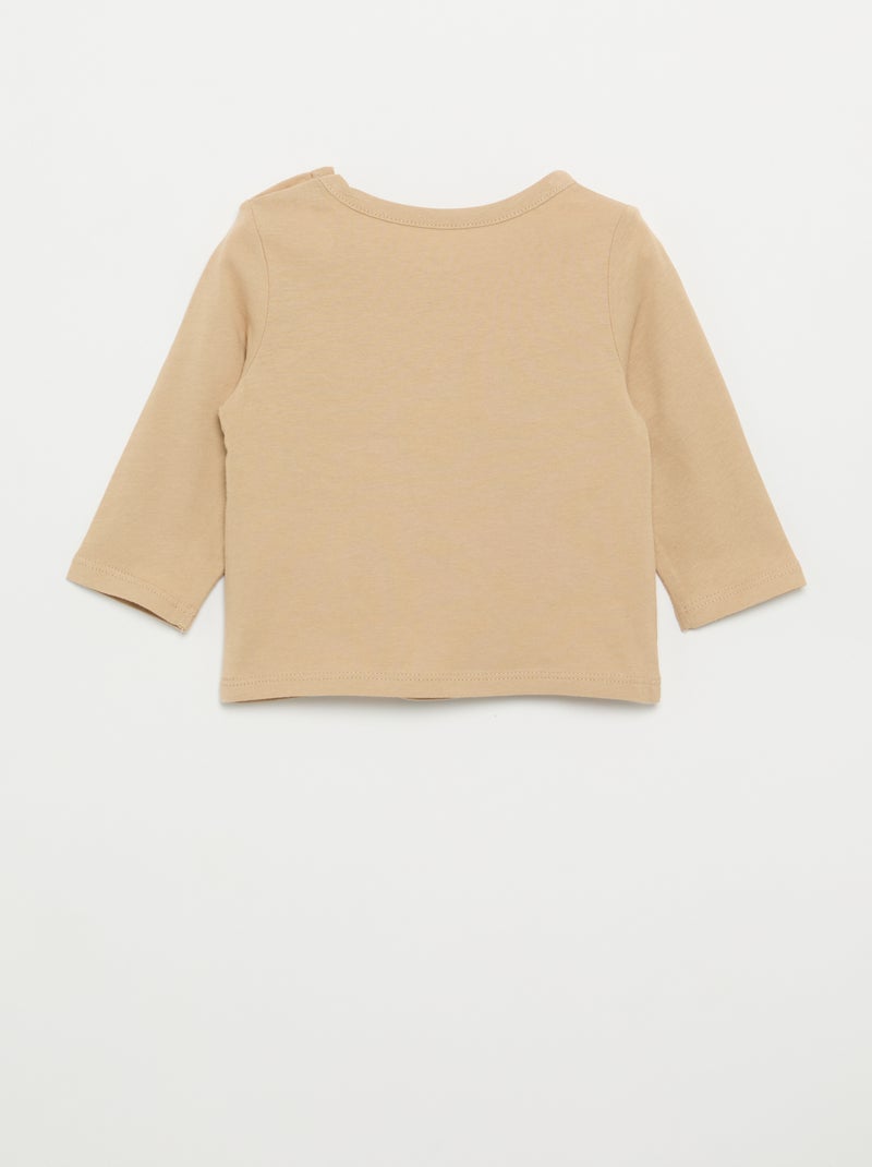 Langarm-T-Shirt mit Aufdruck Beige - Kiabi