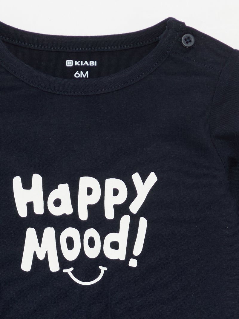 Langarm-T-Shirt mit Aufdruck Bleu - Kiabi