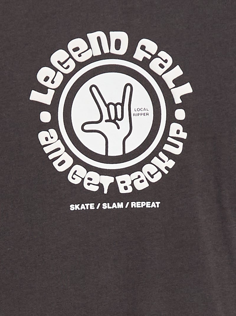 Langarm-T-Shirt mit Aufdruck Dunkelgrau - Kiabi