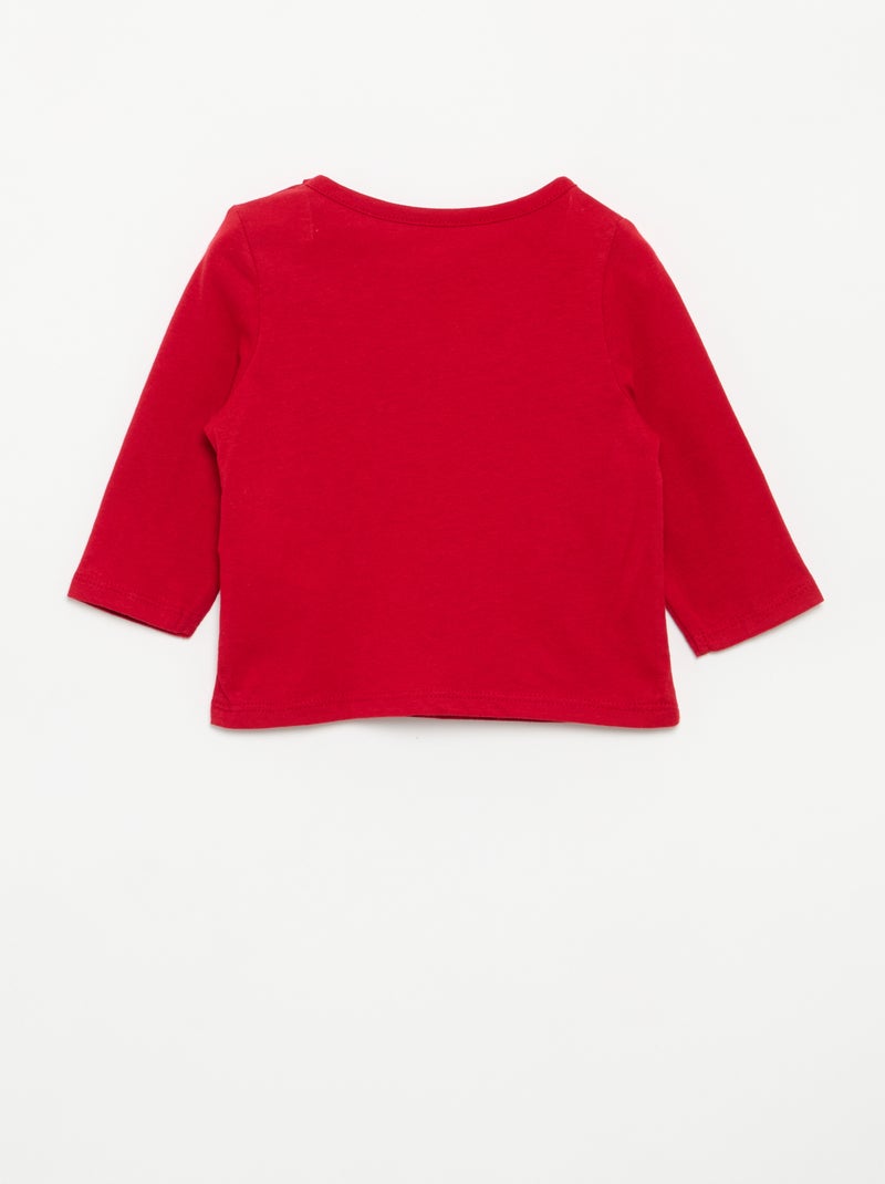 Langarm-T-Shirt mit Aufdruck Rot - Kiabi