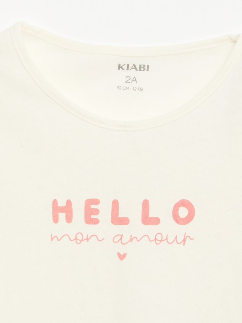 Langarm-T-Shirt mit Aufdruck Weiß - Kiabi